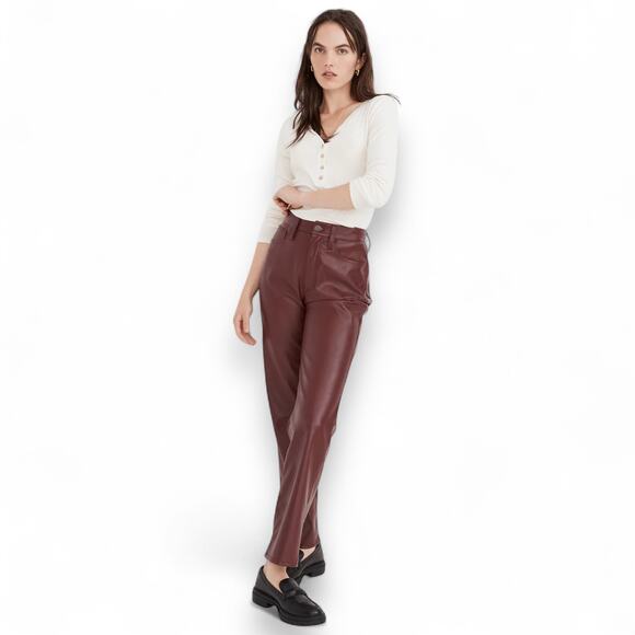 Madewell The Perfect Vintage Straight Jean Faux Leather Edition 32 Dark Cabernet - Picture 2 of 14
